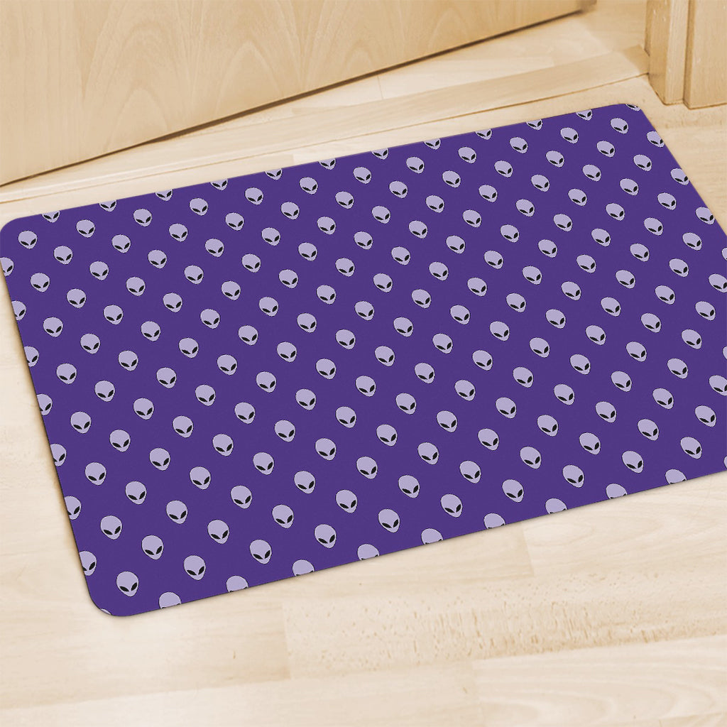 Purple Alien Face Pattern Print Polyester Doormat