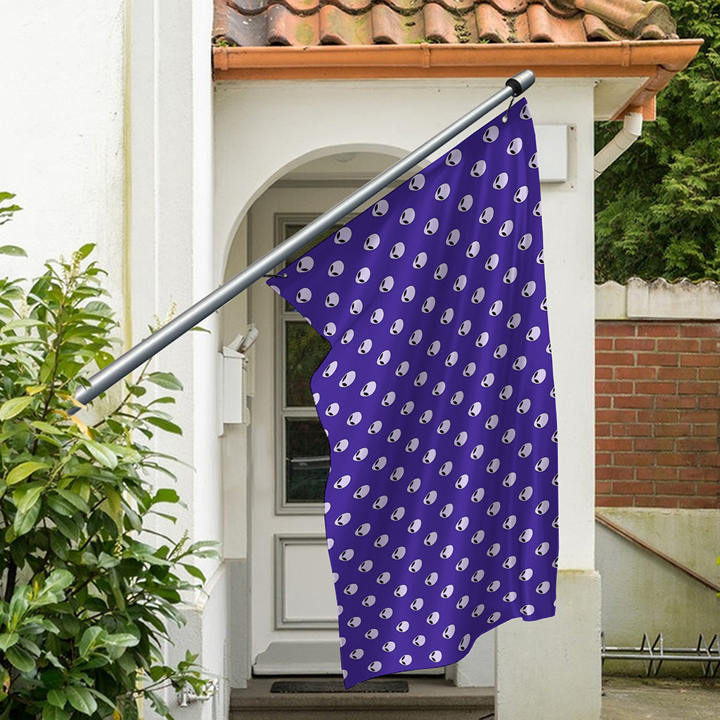Purple Alien Face Pattern Print Polyester Flag