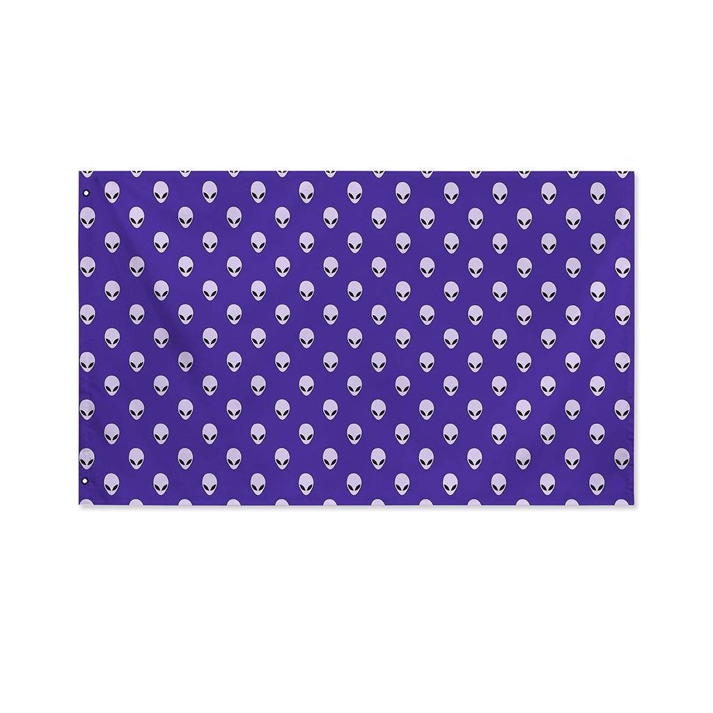 Purple Alien Face Pattern Print Polyester Flag