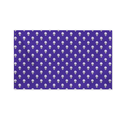 Purple Alien Face Pattern Print Polyester Flag