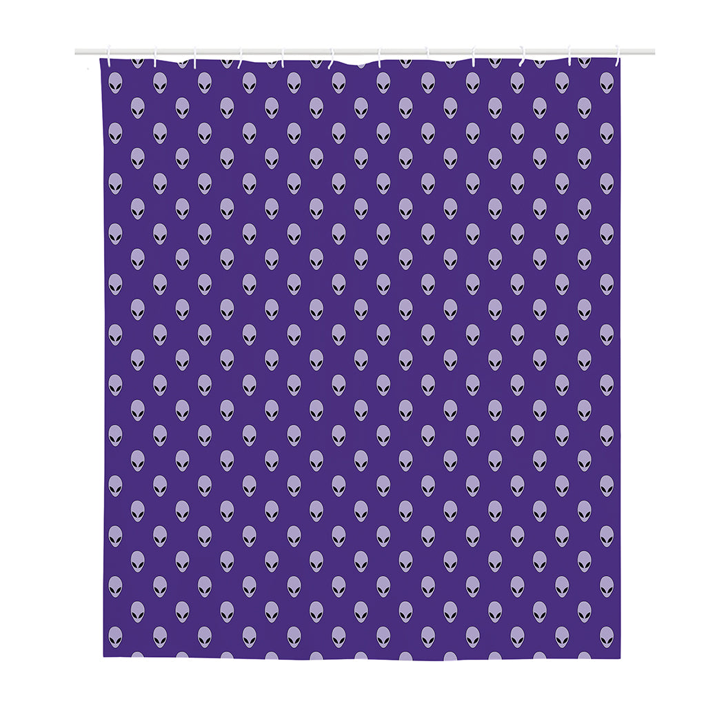 Purple Alien Face Pattern Print Polyester Shower Curtain