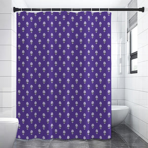 Purple Alien Face Pattern Print Premium Shower Curtain