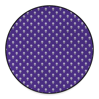 Purple Alien Face Pattern Print Round Floor Mat