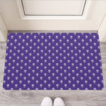 Purple Alien Face Pattern Print Rubber Doormat