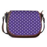 Purple Alien Face Pattern Print Saddle Bag