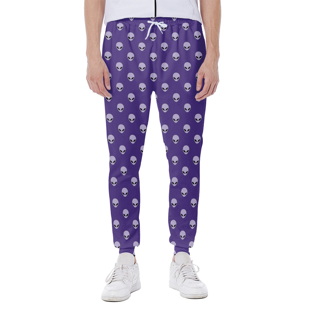 Purple Alien Face Pattern Print Scuba Joggers