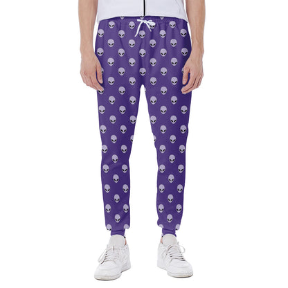 Purple Alien Face Pattern Print Scuba Joggers