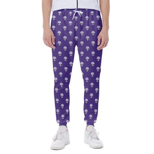 Purple Alien Face Pattern Print Scuba Joggers
