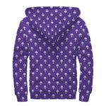 Purple Alien Face Pattern Print Sherpa Lined Zip Up Hoodie