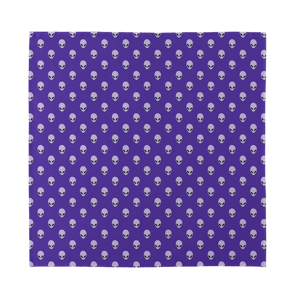 Purple Alien Face Pattern Print Silk Bandana