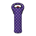 Purple Alien Face Pattern Print Single Neoprene Wine Tote