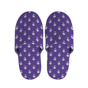 Purple Alien Face Pattern Print Slippers