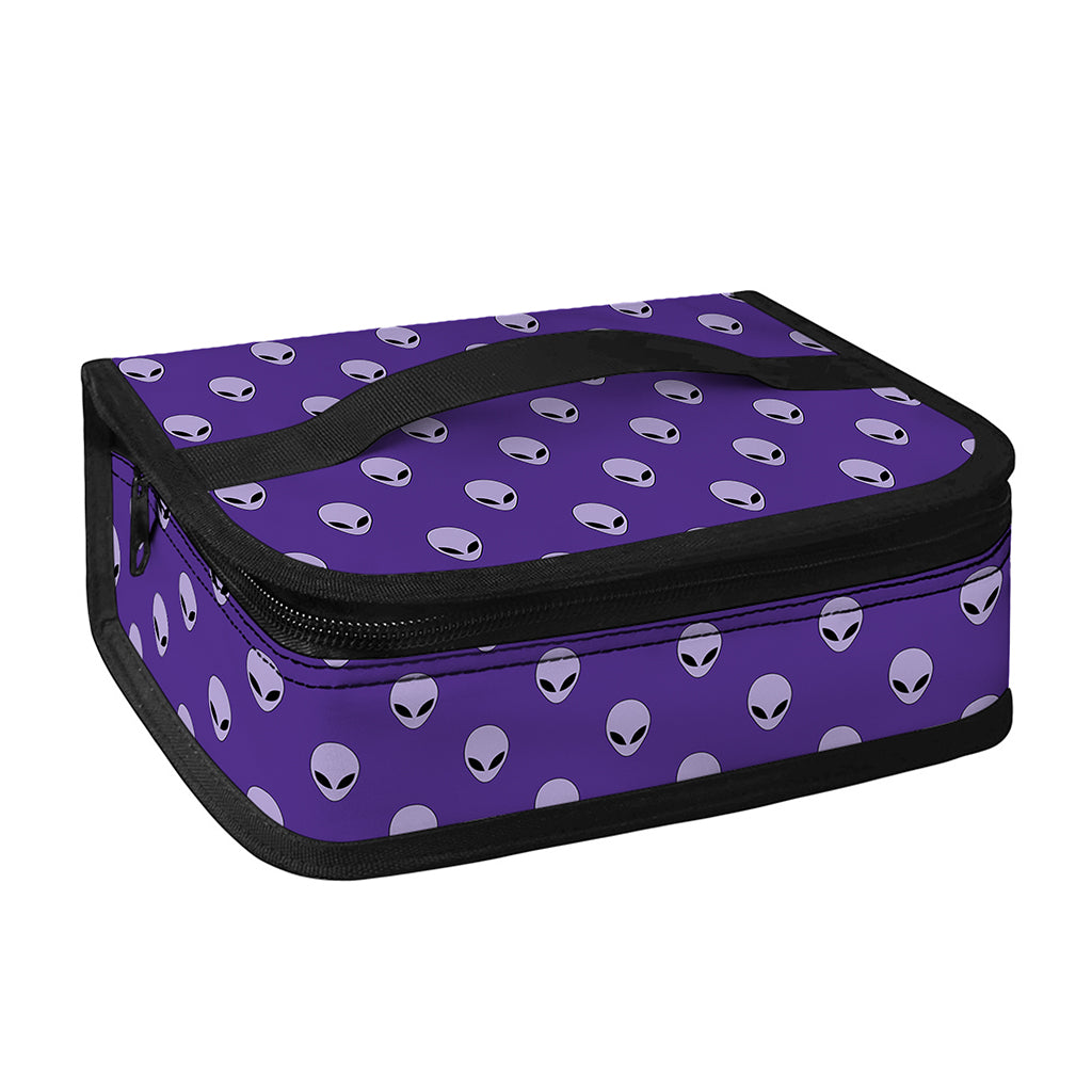 Purple Alien Face Pattern Print Small Lunch Bag