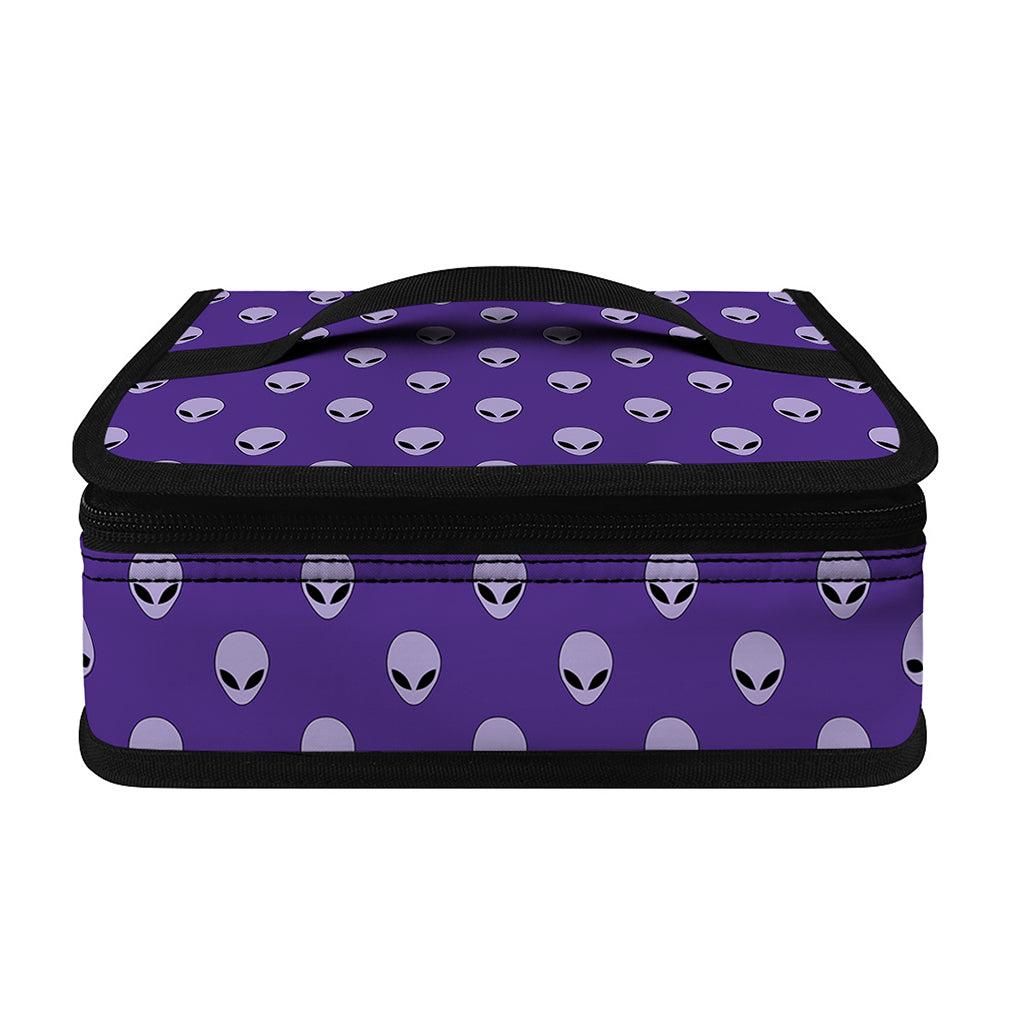 Purple Alien Face Pattern Print Small Lunch Bag