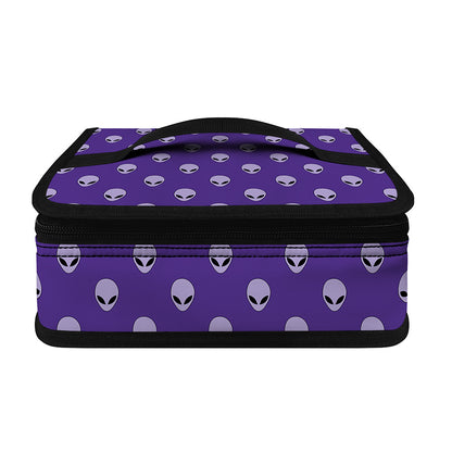 Purple Alien Face Pattern Print Small Lunch Bag