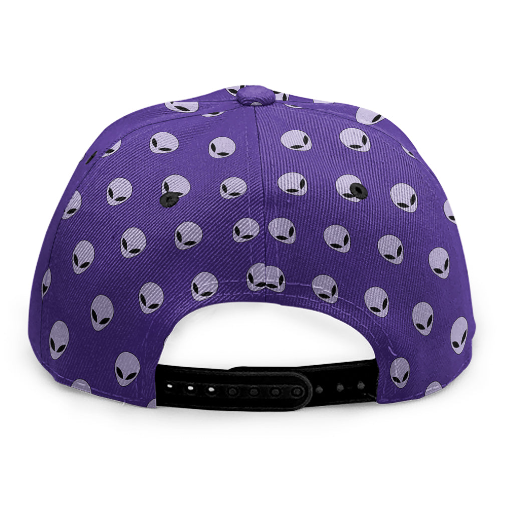 Purple Alien Face Pattern Print Snapback Cap
