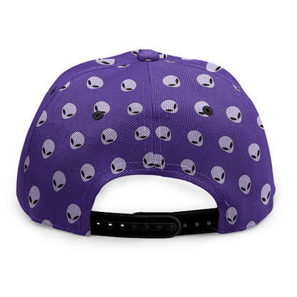 Purple Alien Face Pattern Print Snapback Cap