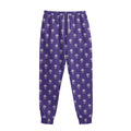 Purple Alien Face Pattern Print Sweatpants