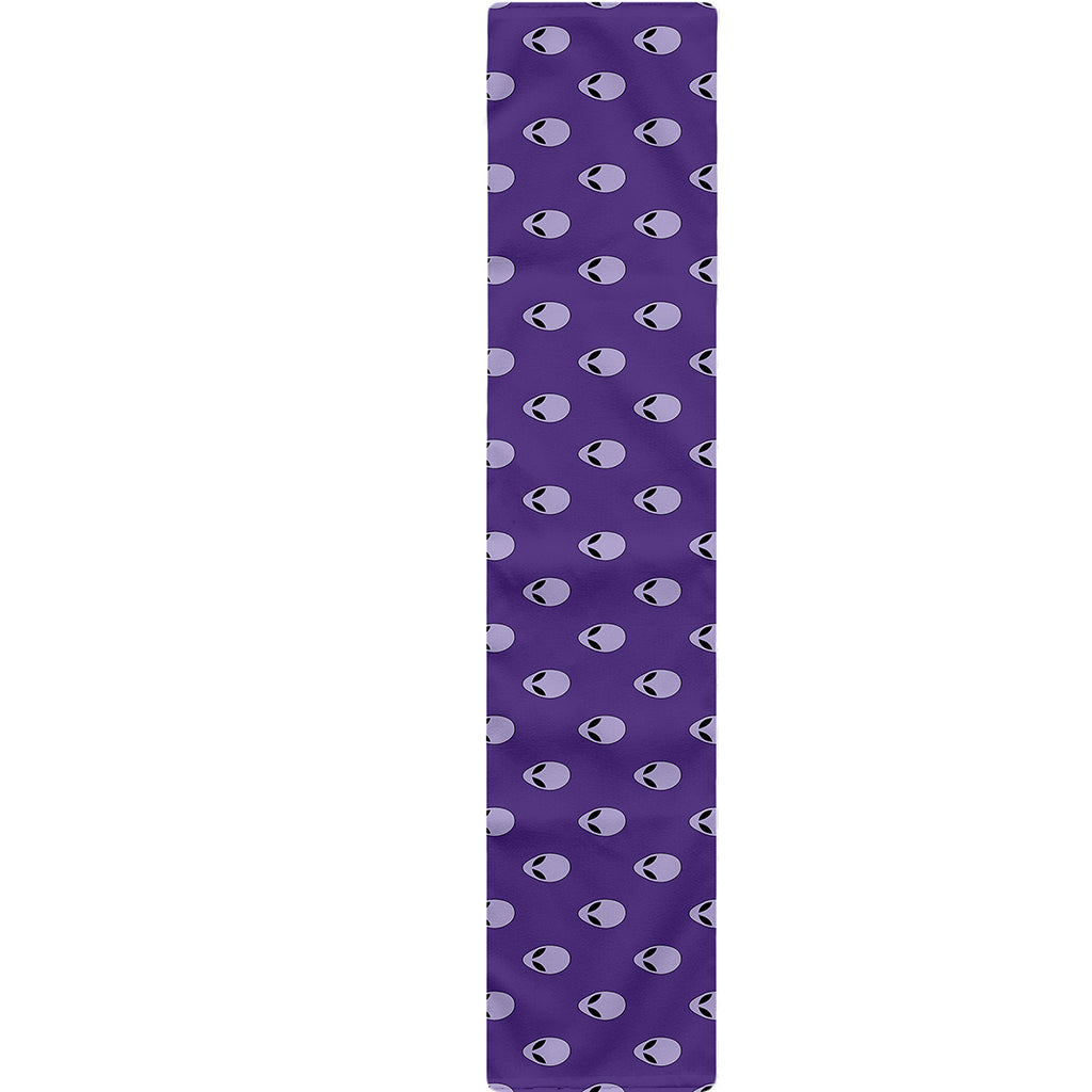 Purple Alien Face Pattern Print Table Runner