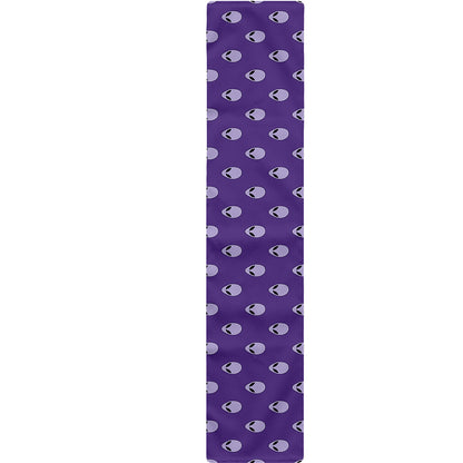 Purple Alien Face Pattern Print Table Runner