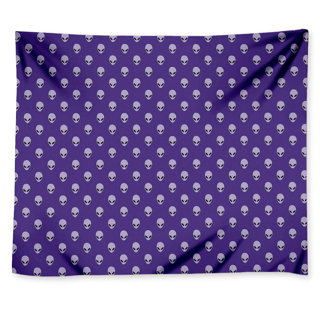 Purple Alien Face Pattern Print Tapestry