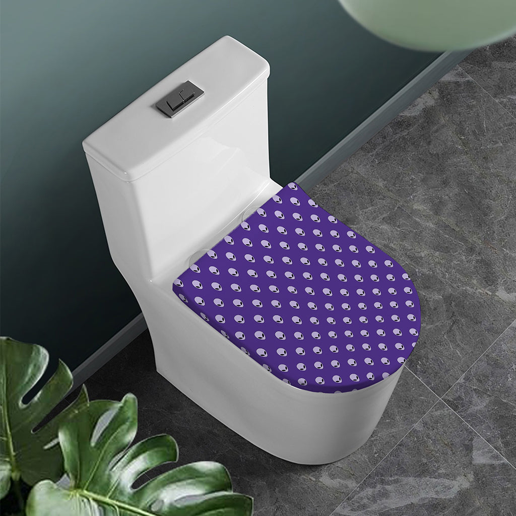 Purple Alien Face Pattern Print Toilet Lid Cover
