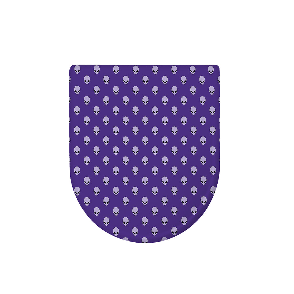 Purple Alien Face Pattern Print Toilet Lid Cover