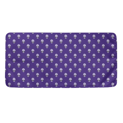 Purple Alien Face Pattern Print Towel