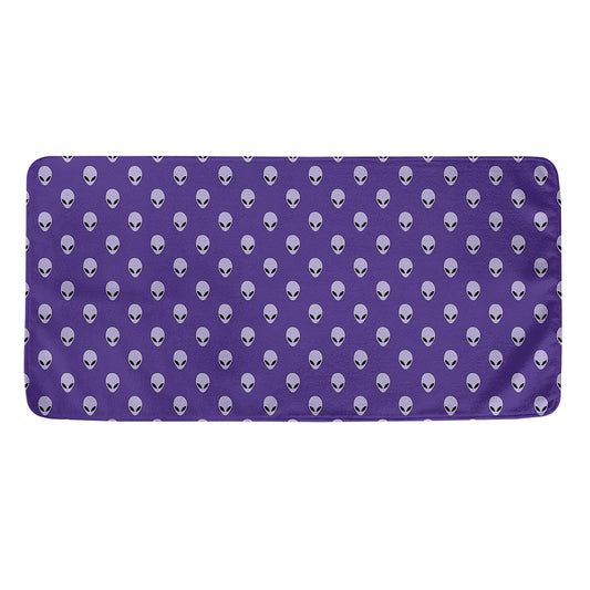 Purple Alien Face Pattern Print Towel
