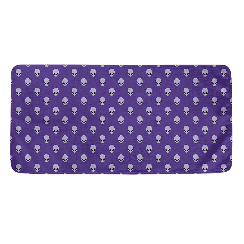 Purple Alien Face Pattern Print Towel