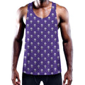 Purple Alien Face Pattern Print Men's Workout Tank Top