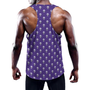 Purple Alien Face Pattern Print Training Tank Top