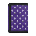 Purple Alien Face Pattern Print Trifold Wallet