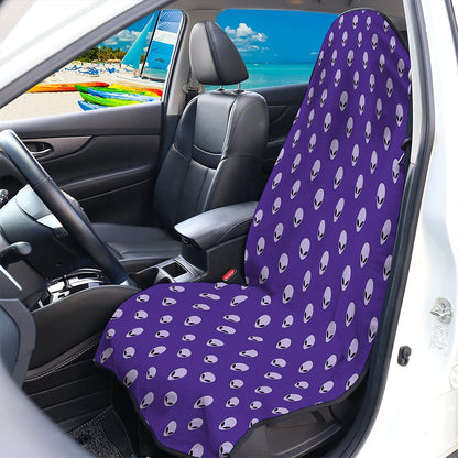 Purple Alien Face Pattern Print Waterproof Car Seat Cover