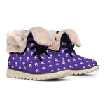 Purple Alien Face Pattern Print Winter Boots