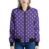 Purple Alien Face Pattern Print Women's Bomber Jacket