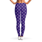Purple Alien Face Pattern Print Women's Leggings