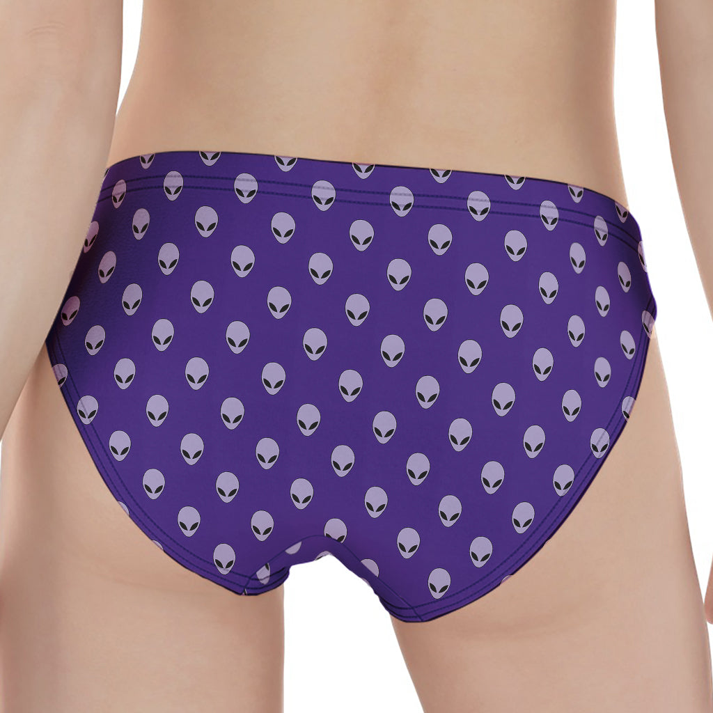 Purple Alien Face Pattern Print Women's Panties