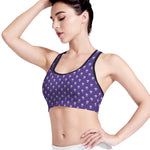 Purple Alien Face Pattern Print Women's Sports Bra