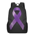 Purple All Cancer Awareness Ribbon Print 17 Inch Backpack