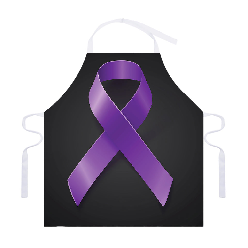 Purple All Cancer Awareness Ribbon Print Adjustable Apron