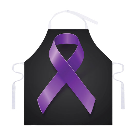 Purple All Cancer Awareness Ribbon Print Adjustable Apron
