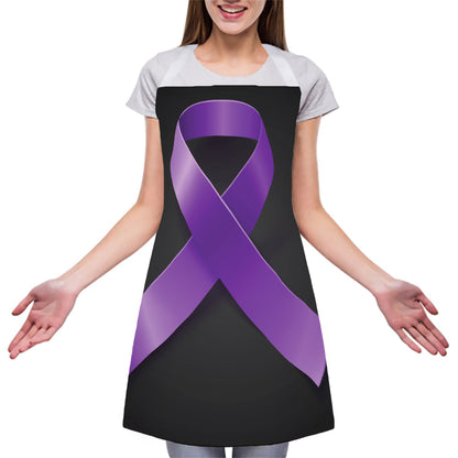 Purple All Cancer Awareness Ribbon Print Adjustable Apron