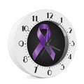 Purple All Cancer Awareness Ribbon Print Alarm Clock