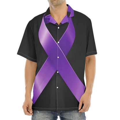 Purple All Cancer Awareness Ribbon Print Aloha Shirt
