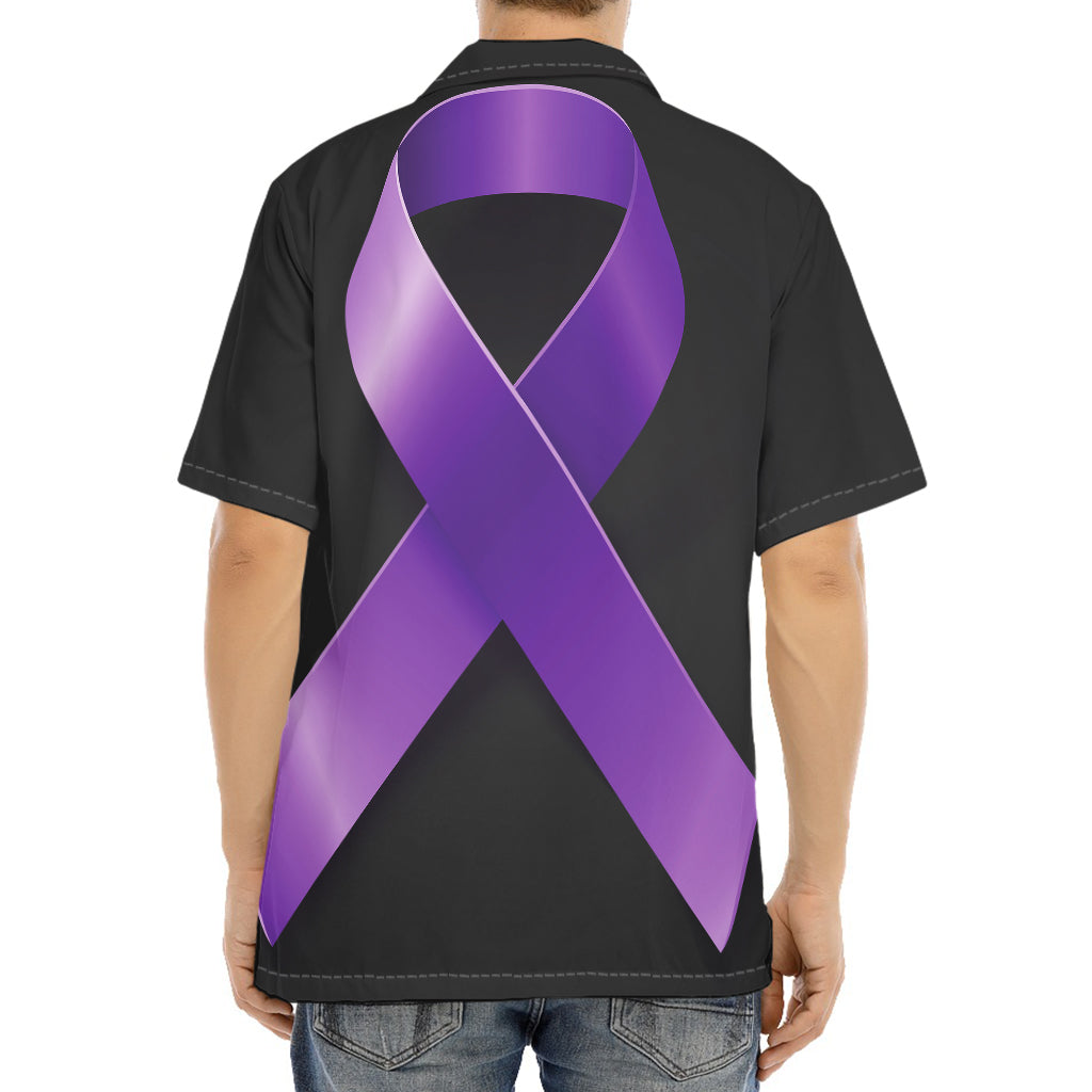 Purple All Cancer Awareness Ribbon Print Aloha Shirt