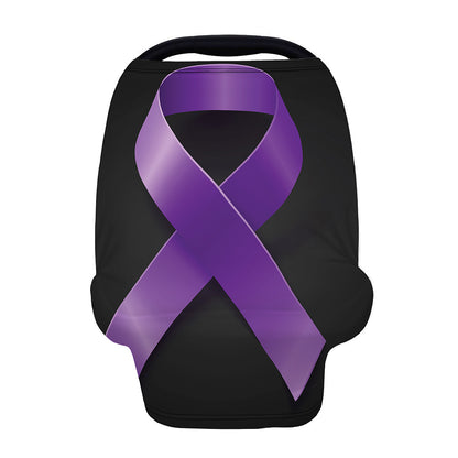 Purple All Cancer Awareness Ribbon Print Baby Seat Cover