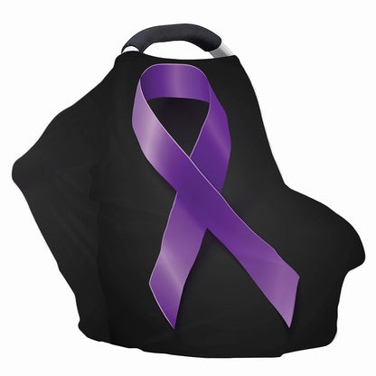 Purple All Cancer Awareness Ribbon Print Baby Seat Cover