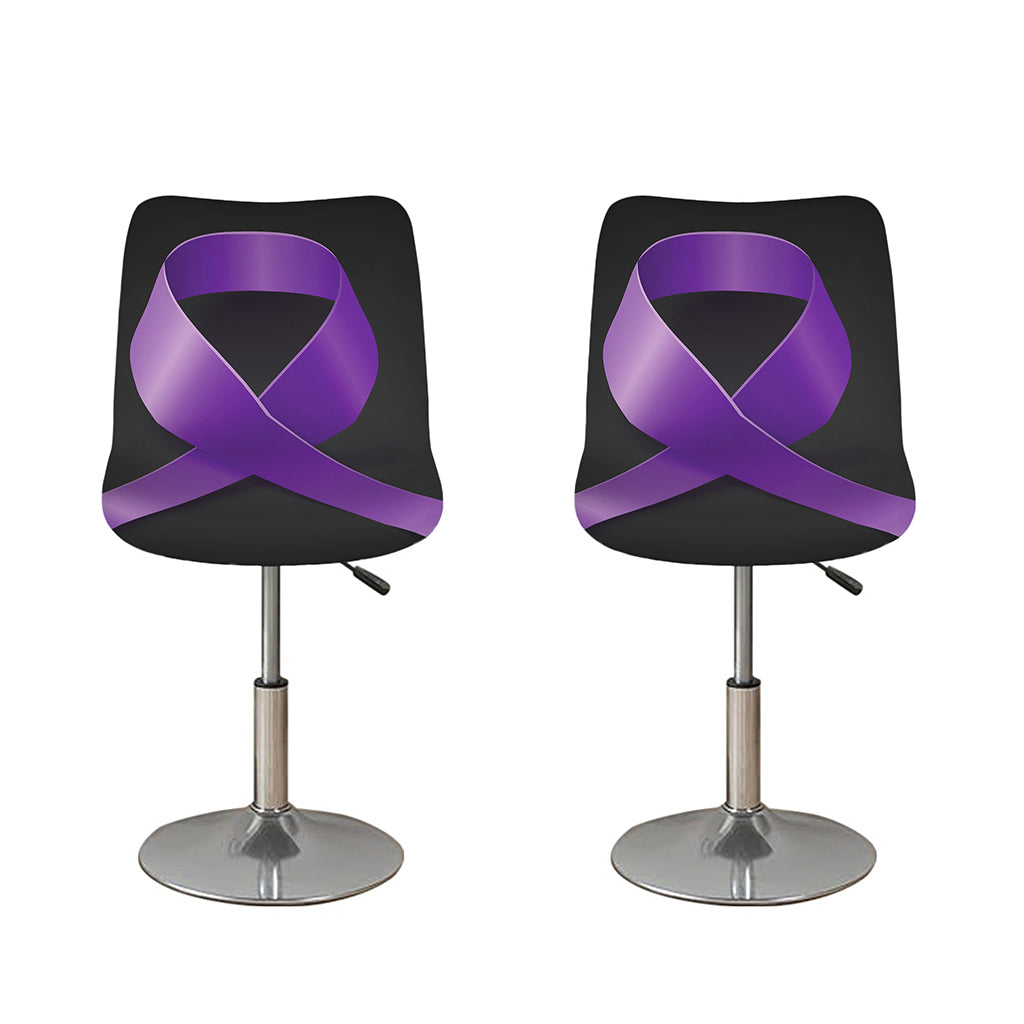 Purple All Cancer Awareness Ribbon Print Bar Stool Covers