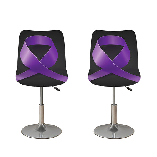 Purple All Cancer Awareness Ribbon Print Bar Stool Covers